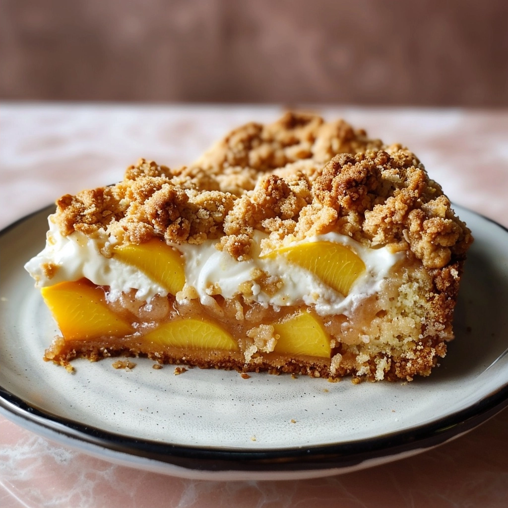 Vanilla Bean Peach Crumble Cake