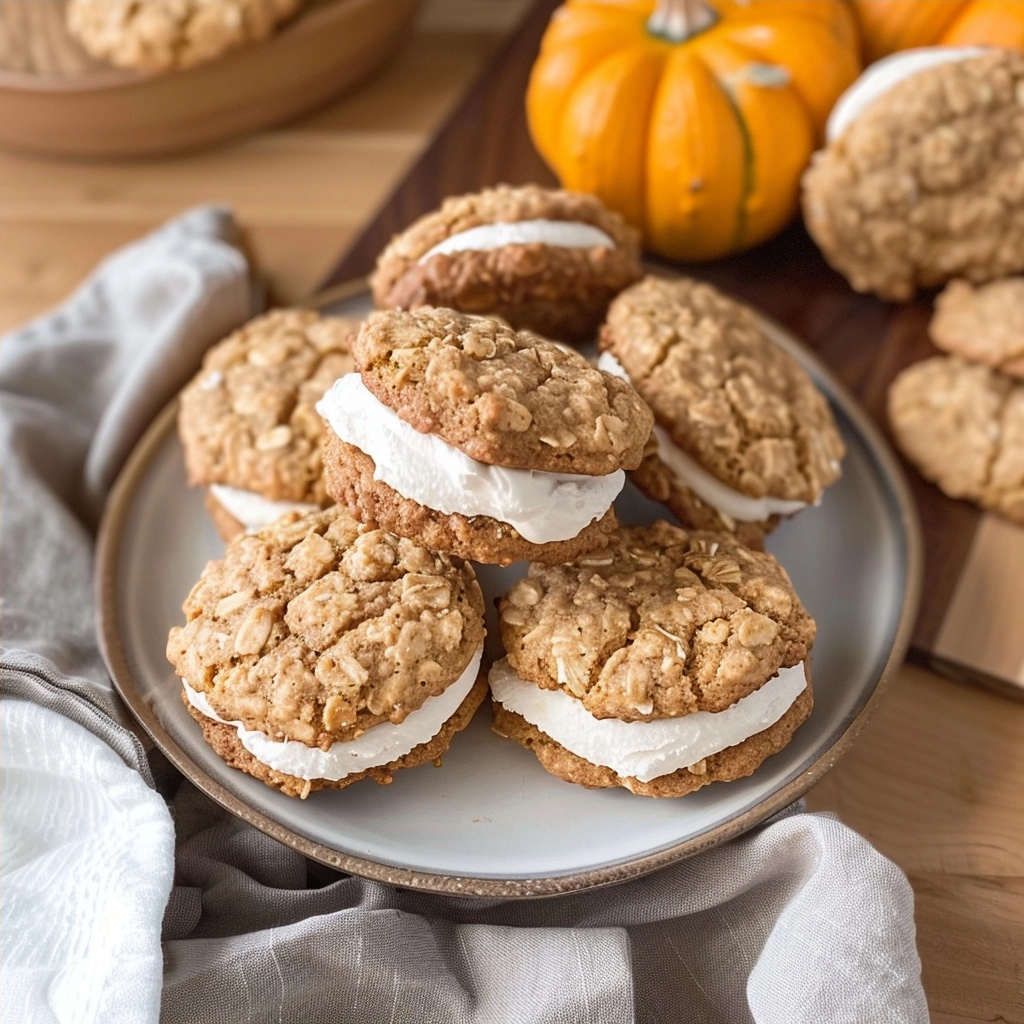 Pumpkin Oatmeal Sandwich Cookies