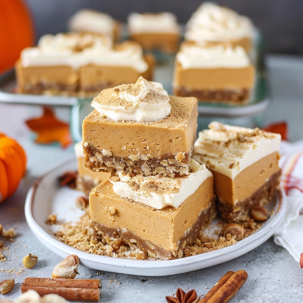 Vegan No Bake Pumpkin Cheesecake Bars